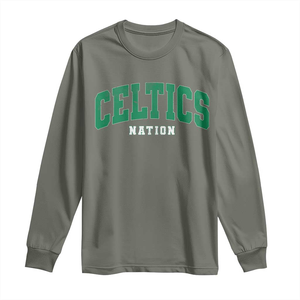 Celtic Nation Long Sleeve Shirt Sports Varsity Aesthetic Letters Cap