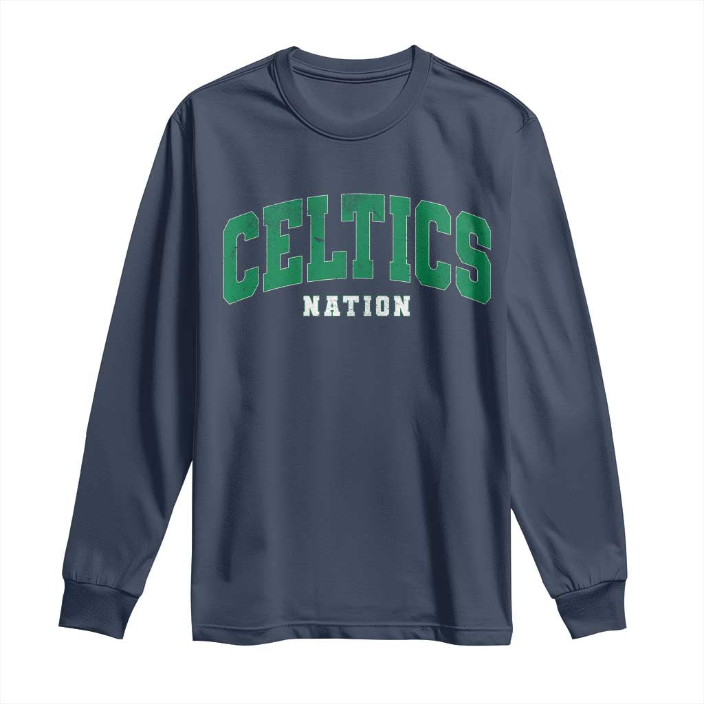 Celtic Nation Long Sleeve Shirt Sports Varsity Aesthetic Letters Cap