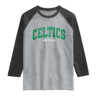 Celtic Nation Raglan Shirt Sports Varsity Aesthetic Letters Cap