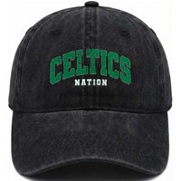Celtic Nation Washed Cotton Baseball Cap Sports Varsity Aesthetic Letters Cap