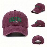 Celtic Nation Washed Cotton Baseball Cap Sports Varsity Aesthetic Letters Cap