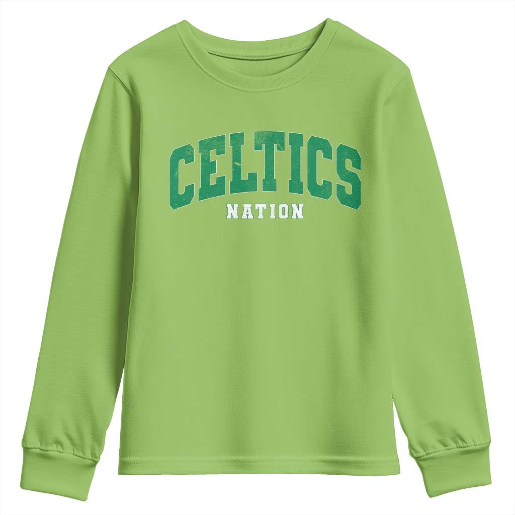 Celtic Nation Youth Sweatshirt Sports Varsity Aesthetic Letters Cap