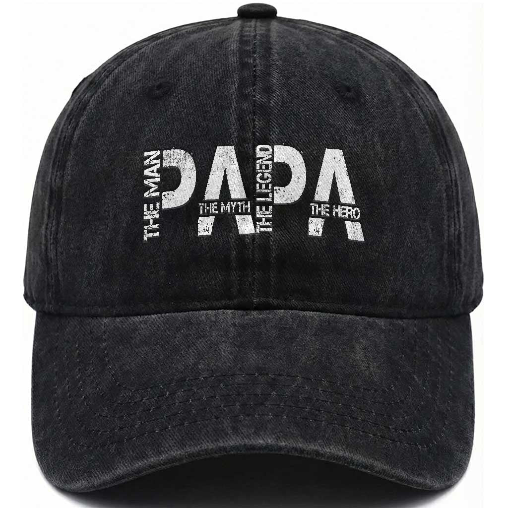 Papa The Man The Myth The Legend The Hero Washed Cotton Baseball Cap Fathers Day Gift