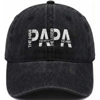 Papa The Man The Myth The Legend The Hero Washed Cotton Baseball Cap Fathers Day Gift