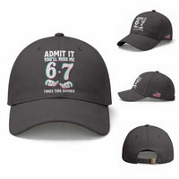 Admit It You'll Miss Me 67 Times This Summer Baseball Cap Funny Last Day of School Six Seven Meme