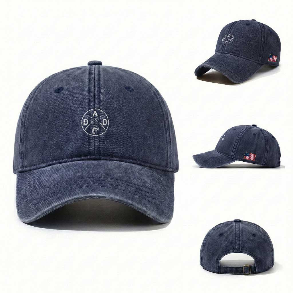 Fishing Dad Washed Cotton Baseball Cap Fisherman Fish Lover Father's Day Gift