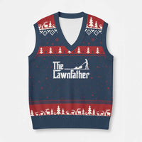 The Lawnfather V-Neck Knit Sweater Vest Lawn Mowing Dad Gardening Fathers Day