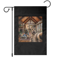 Cat Selfie with Man Funny Cat Dad Garden Flag