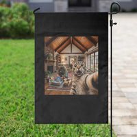 Cat Selfie with Man Funny Cat Dad Garden Flag