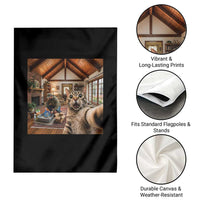 Cat Selfie with Man Funny Cat Dad Garden Flag