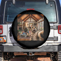 Cat Selfie with Man Funny Cat Dad Spare Tire Cover