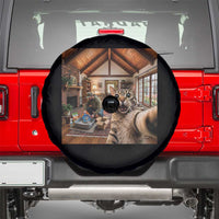 Cat Selfie with Man Funny Cat Dad Spare Tire Cover