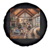 Cat Selfie with Man Funny Cat Dad Spare Tire Cover