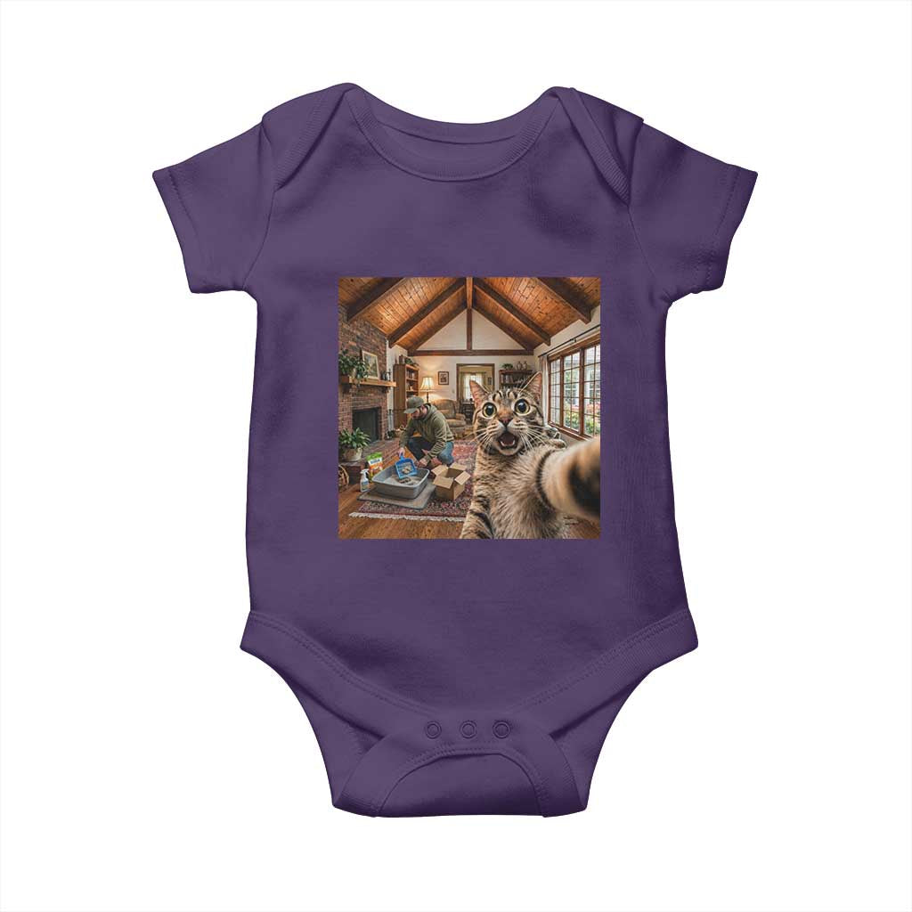 Cat Selfie with Man Funny Cat Dad Baby Onesie