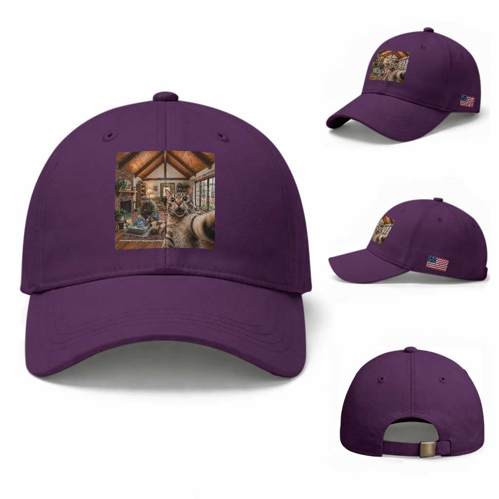 Cat Selfie with Man Funny Cat Dad Baseball Cap