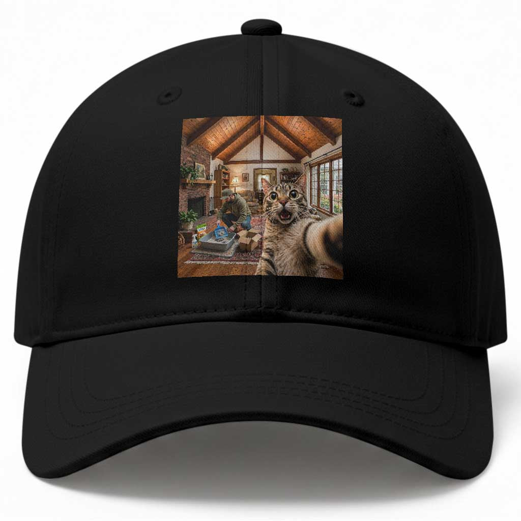 Cat Selfie with Man Funny Cat Dad Baseball Cap