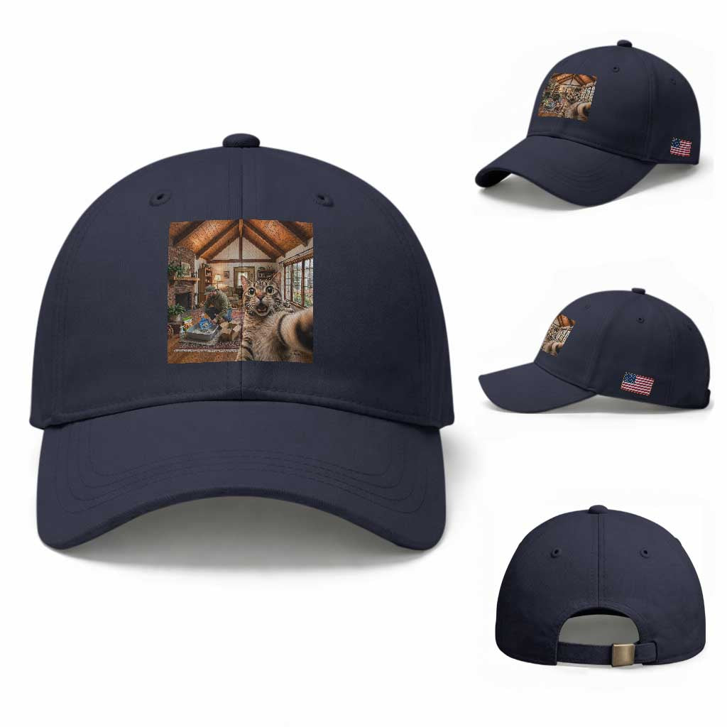 Cat Selfie with Man Funny Cat Dad Baseball Cap