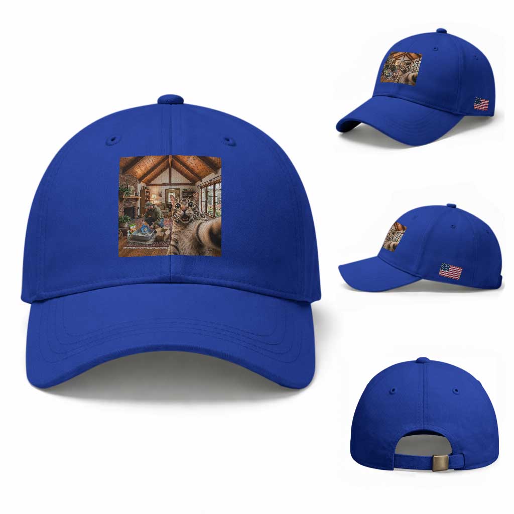 Cat Selfie with Man Funny Cat Dad Baseball Cap