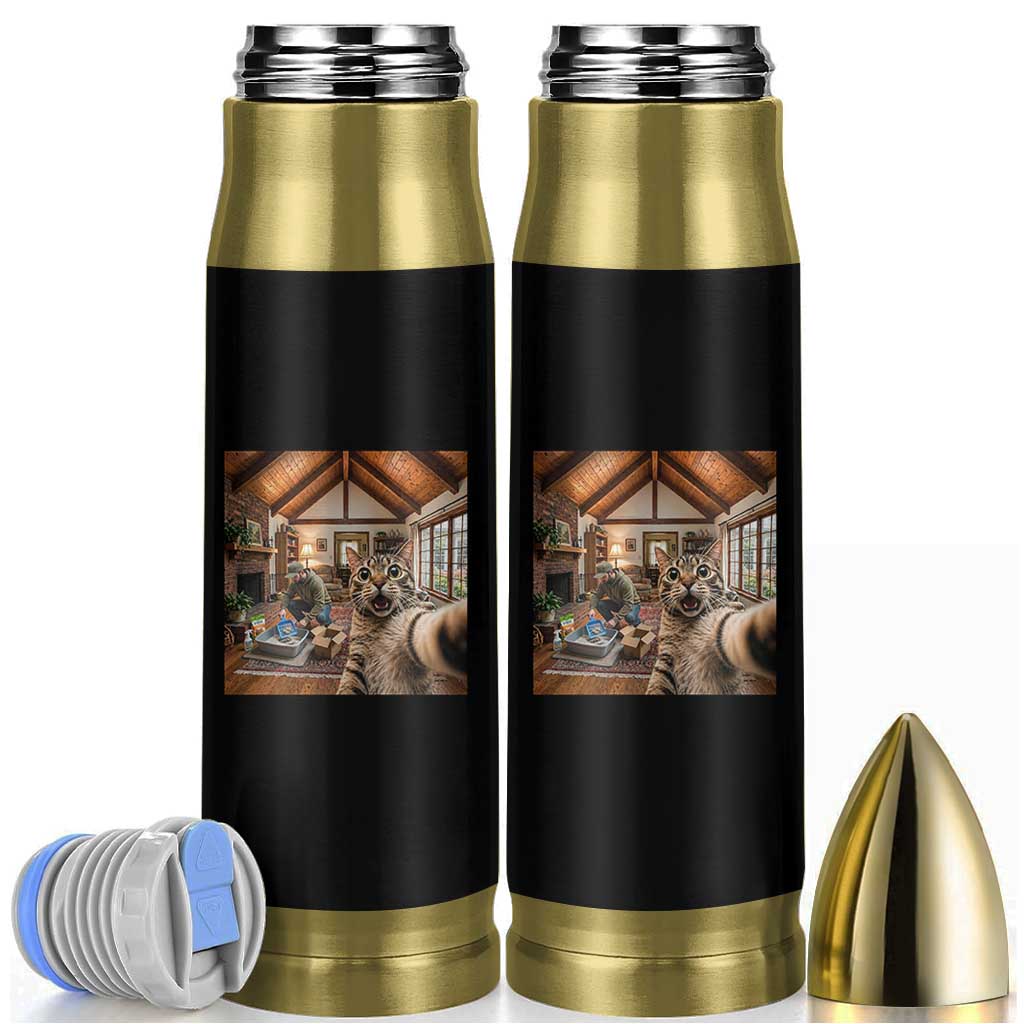 Cat Selfie with Man Funny Cat Dad Bullet Tumbler
