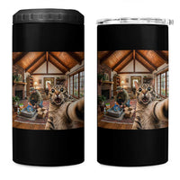 Cat Selfie with Man Funny Cat Dad 4 in 1 Can Cooler Tumbler