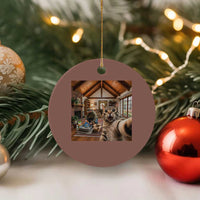 Cat Selfie with Man Funny Cat Dad Ceramic Ornament
