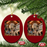 Cat Selfie with Man Funny Cat Dad Ceramic Ornament
