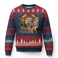 Cat Selfie with Man Funny Cat Dad Ugly Christmas Sweater