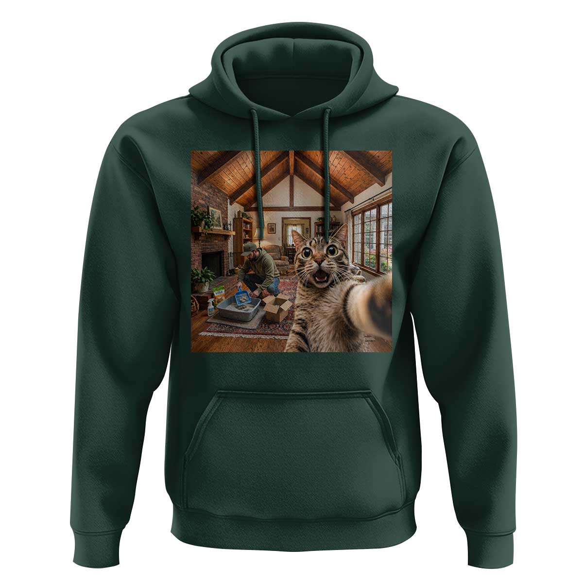 Cat Selfie with Man Funny Cat Dad Hoodie