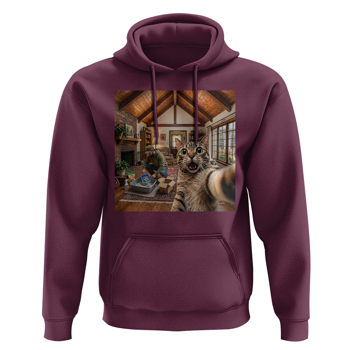 Cat Selfie with Man Funny Cat Dad Hoodie