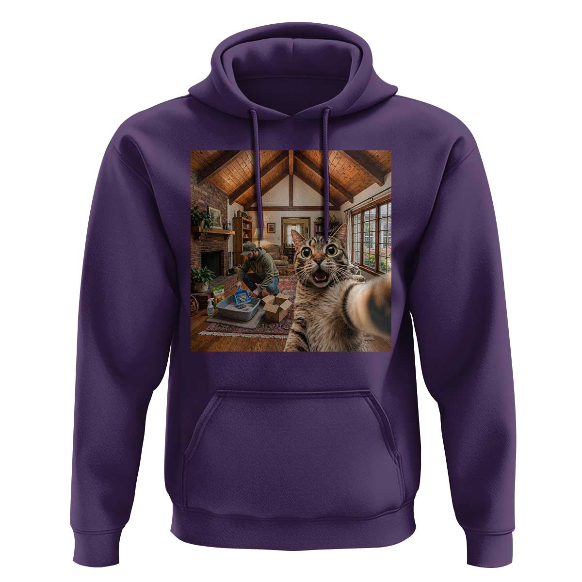 Cat Selfie with Man Funny Cat Dad Hoodie