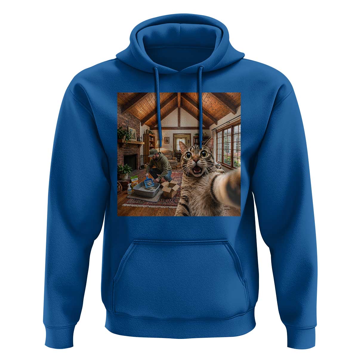 Cat Selfie with Man Funny Cat Dad Hoodie