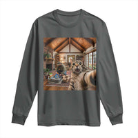 Cat Selfie with Man Funny Cat Dad Long Sleeve Shirt