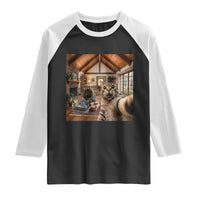 Cat Selfie with Man Funny Cat Dad Raglan Shirt