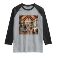Cat Selfie with Man Funny Cat Dad Raglan Shirt