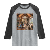 Cat Selfie with Man Funny Cat Dad Raglan Shirt