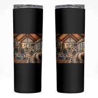 Cat Selfie with Man Funny Cat Dad Skinny Tumbler