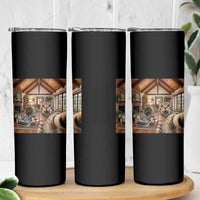 Cat Selfie with Man Funny Cat Dad Skinny Tumbler