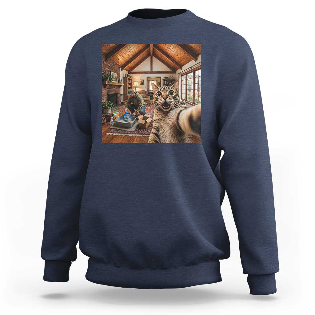 Cat Selfie with Man Funny Cat Dad Sweatshirt