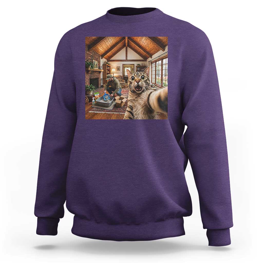 Cat Selfie with Man Funny Cat Dad Sweatshirt