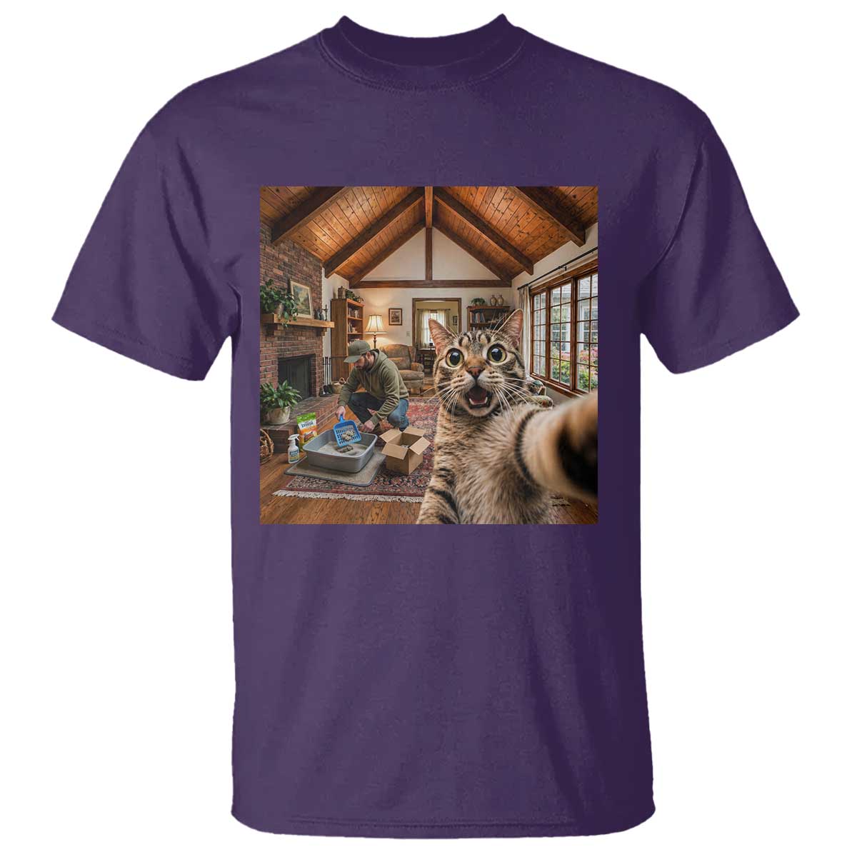 Cat Selfie with Man Funny Cat Dad T Shirt