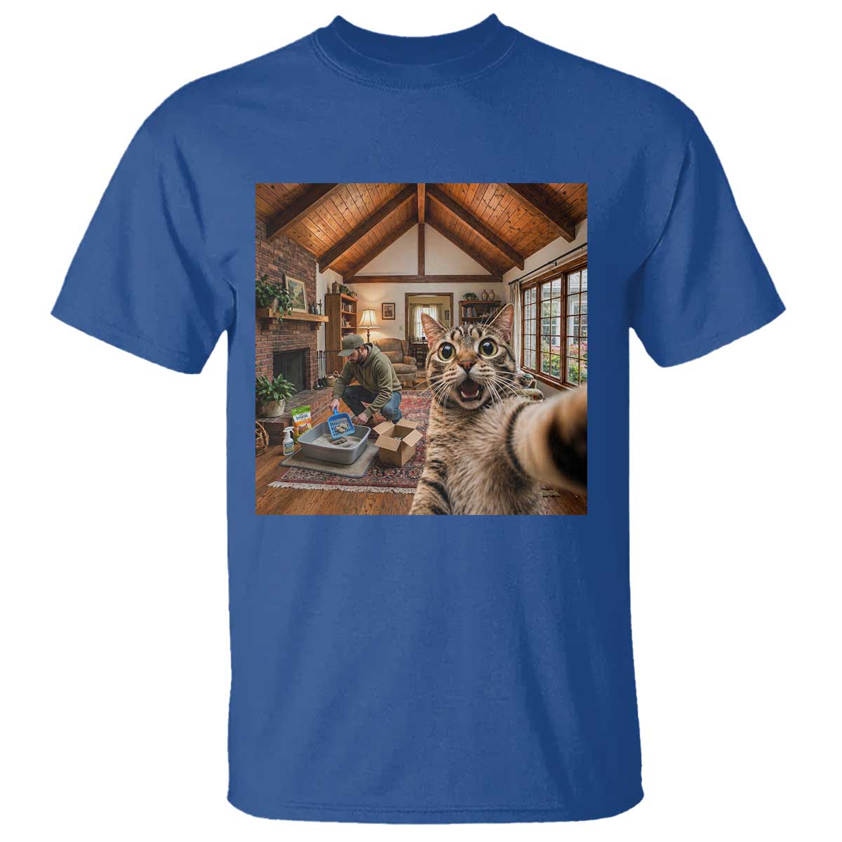Cat Selfie with Man Funny Cat Dad T Shirt
