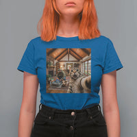 Cat Selfie with Man Funny Cat Dad T Shirt For Women