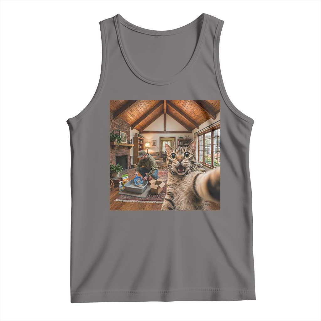 Cat Selfie with Man Funny Cat Dad Tank Top