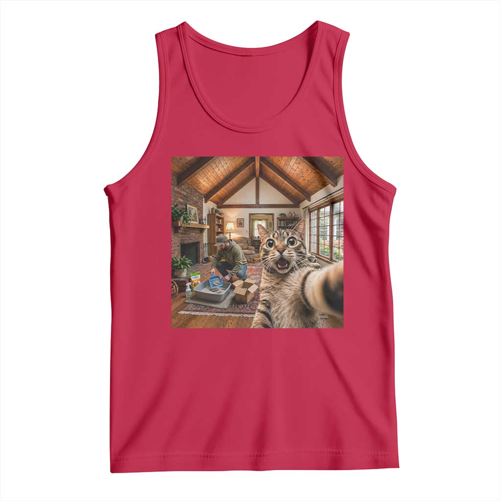 Cat Selfie with Man Funny Cat Dad Tank Top