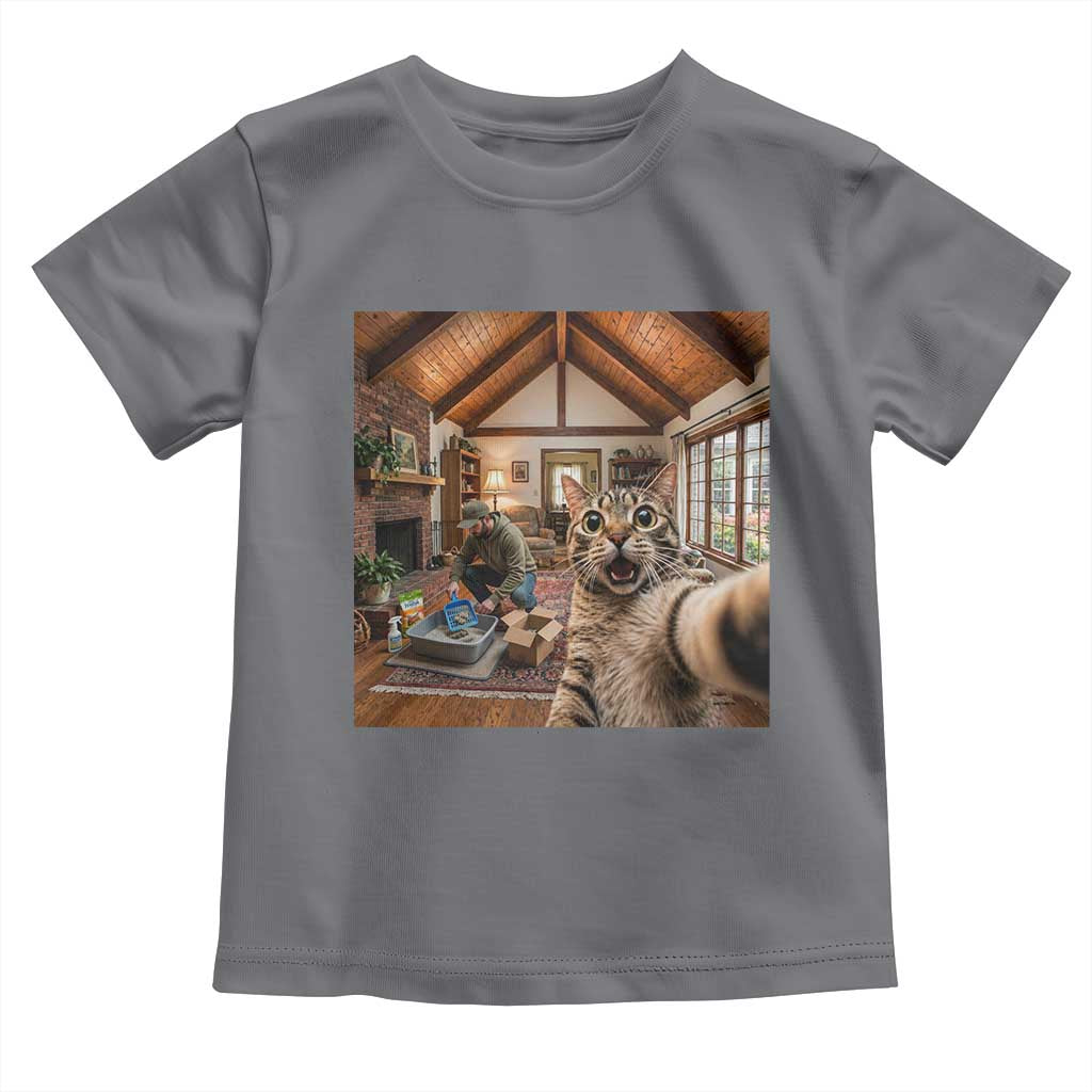 Cat Selfie with Man Funny Cat Dad Toddler T Shirt