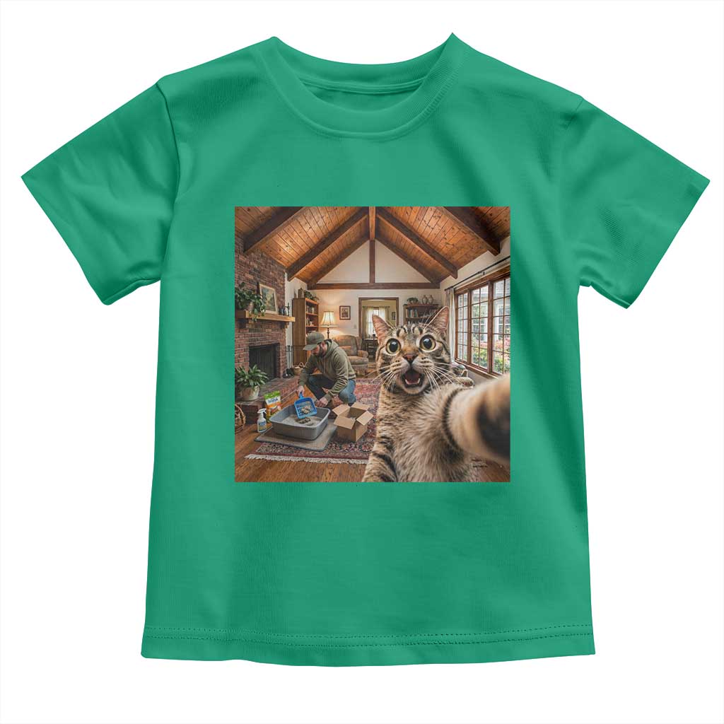 Cat Selfie with Man Funny Cat Dad Toddler T Shirt