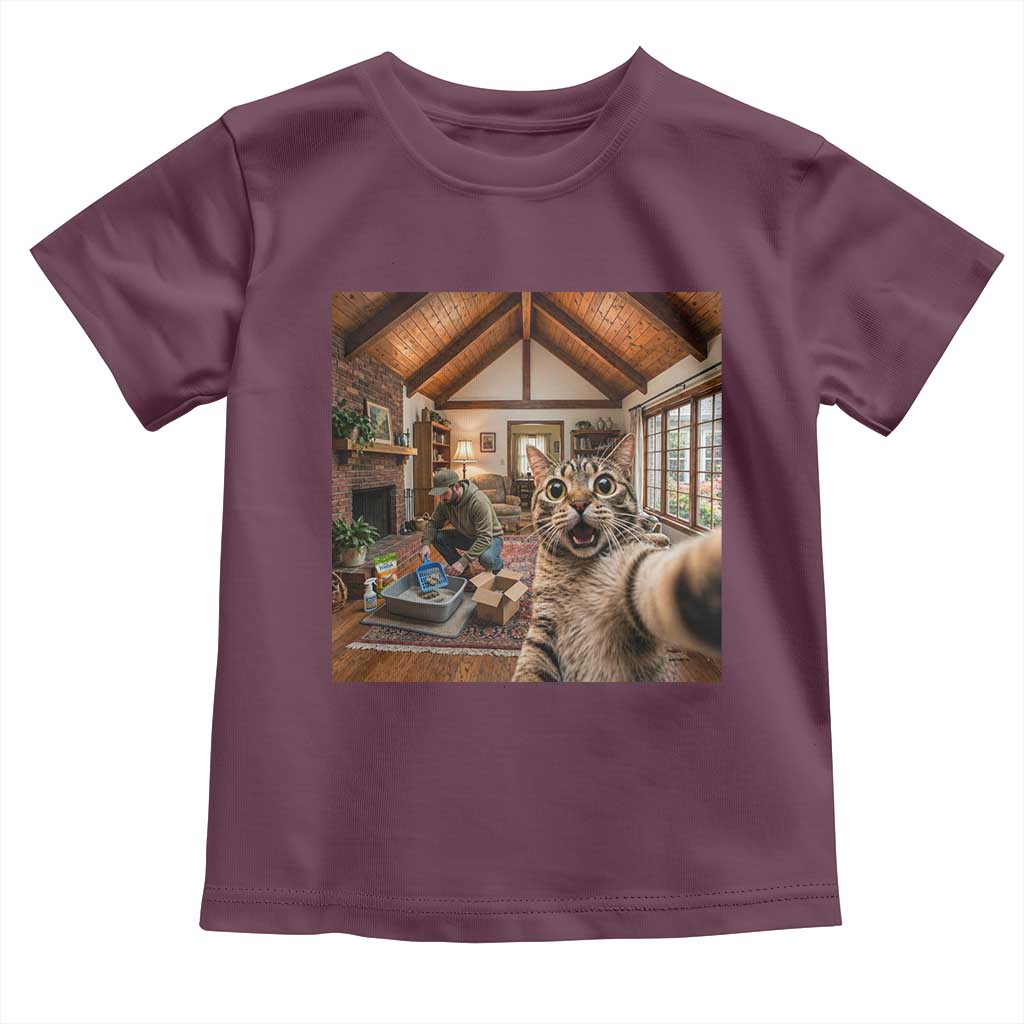 Cat Selfie with Man Funny Cat Dad Toddler T Shirt