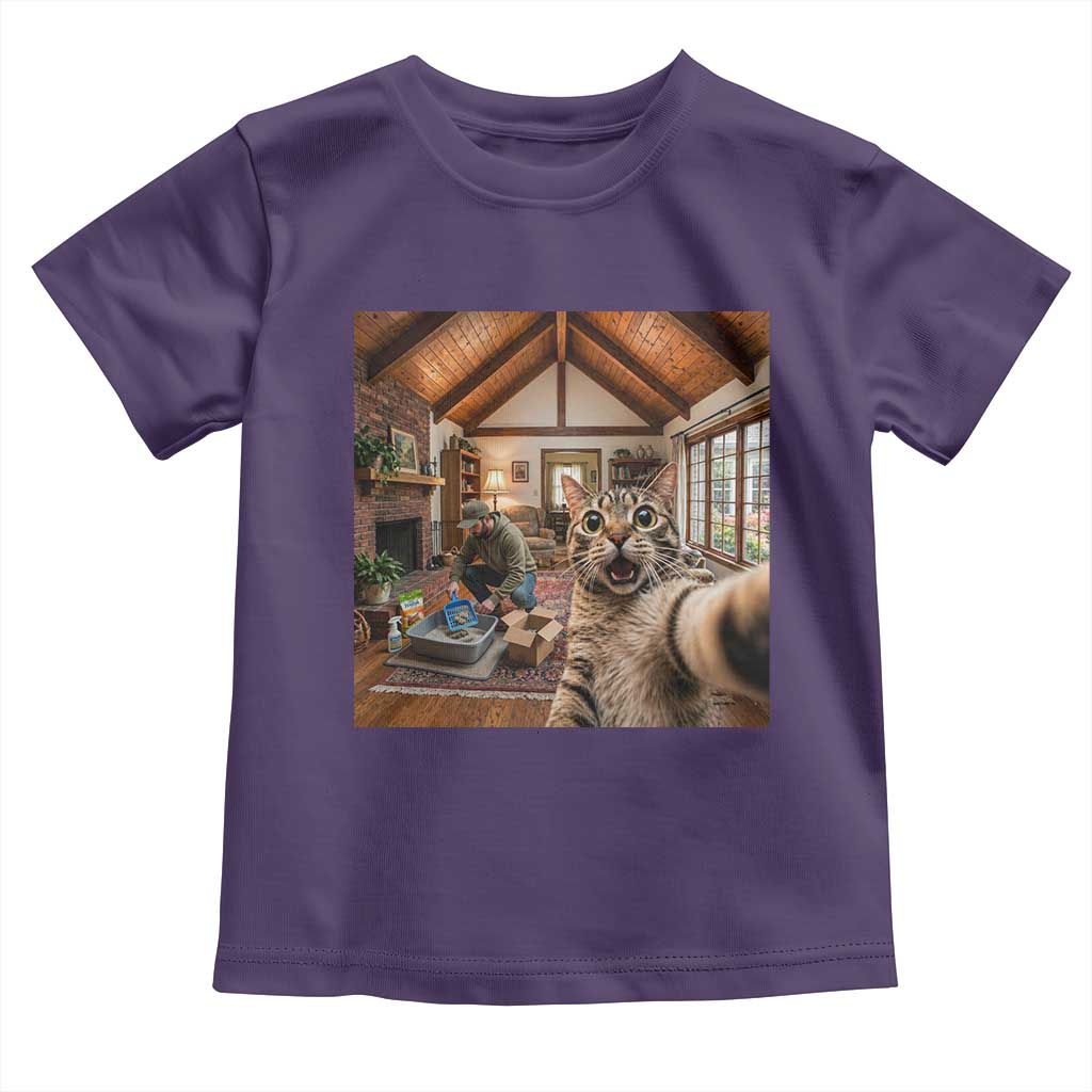 Cat Selfie with Man Funny Cat Dad Toddler T Shirt