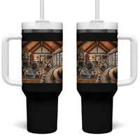 Cat Selfie with Man Funny Cat Dad Tumbler With Handle