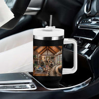 Cat Selfie with Man Funny Cat Dad Tumbler With Handle